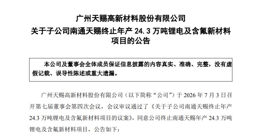 002709突发!终止26亿元重大项目